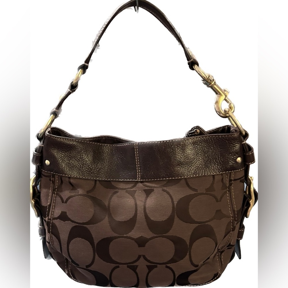 Coach Brown and Black Signature Bag - Picture 3 of 12